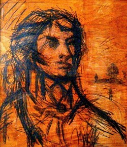 Preliminary sketch of Andrzej, Bonawentura, Tadeusz Kosciuszko. Diamentions: approximately 55 X 55 cm , Medium: Graphite pencil, aquarelles, sandpaper on wood. Hobart, Tasmania, Australia. © AD. 2007 ; Waldemar A.S. Buczynski onwards.